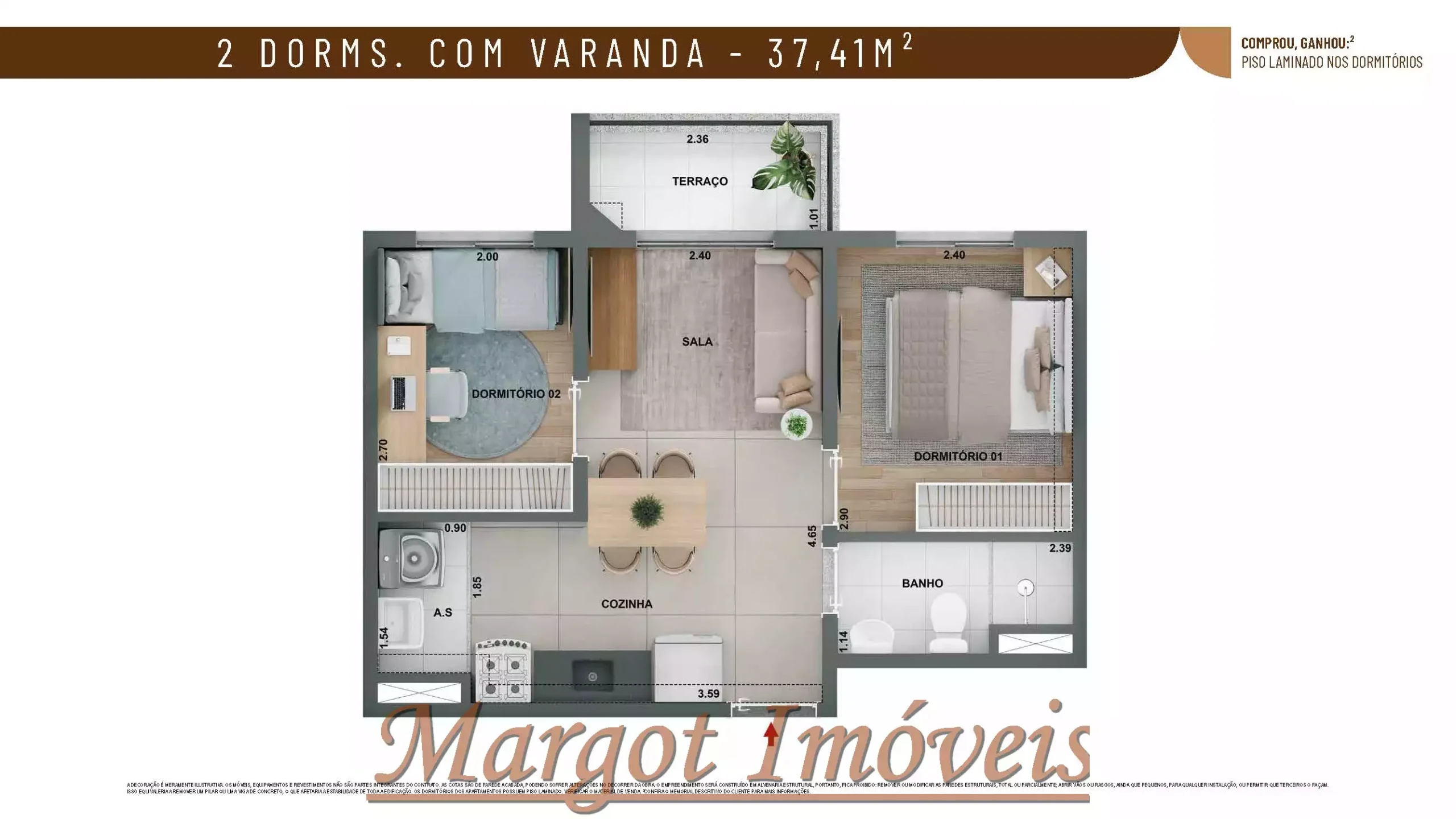 2 Dormitórios com Varanda