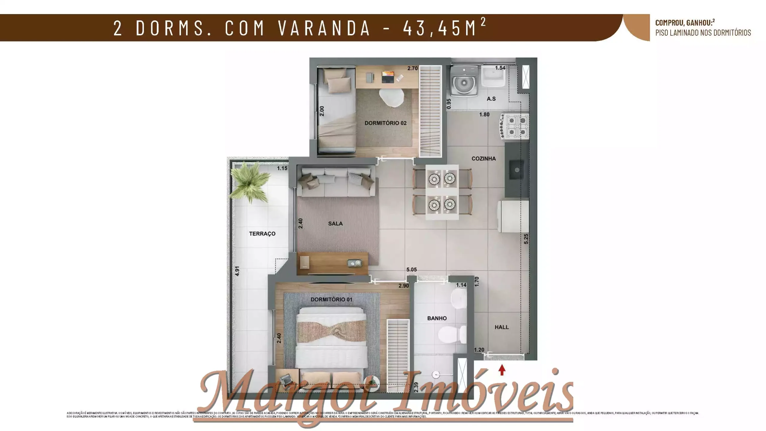 2 Dormitórios com Varanda