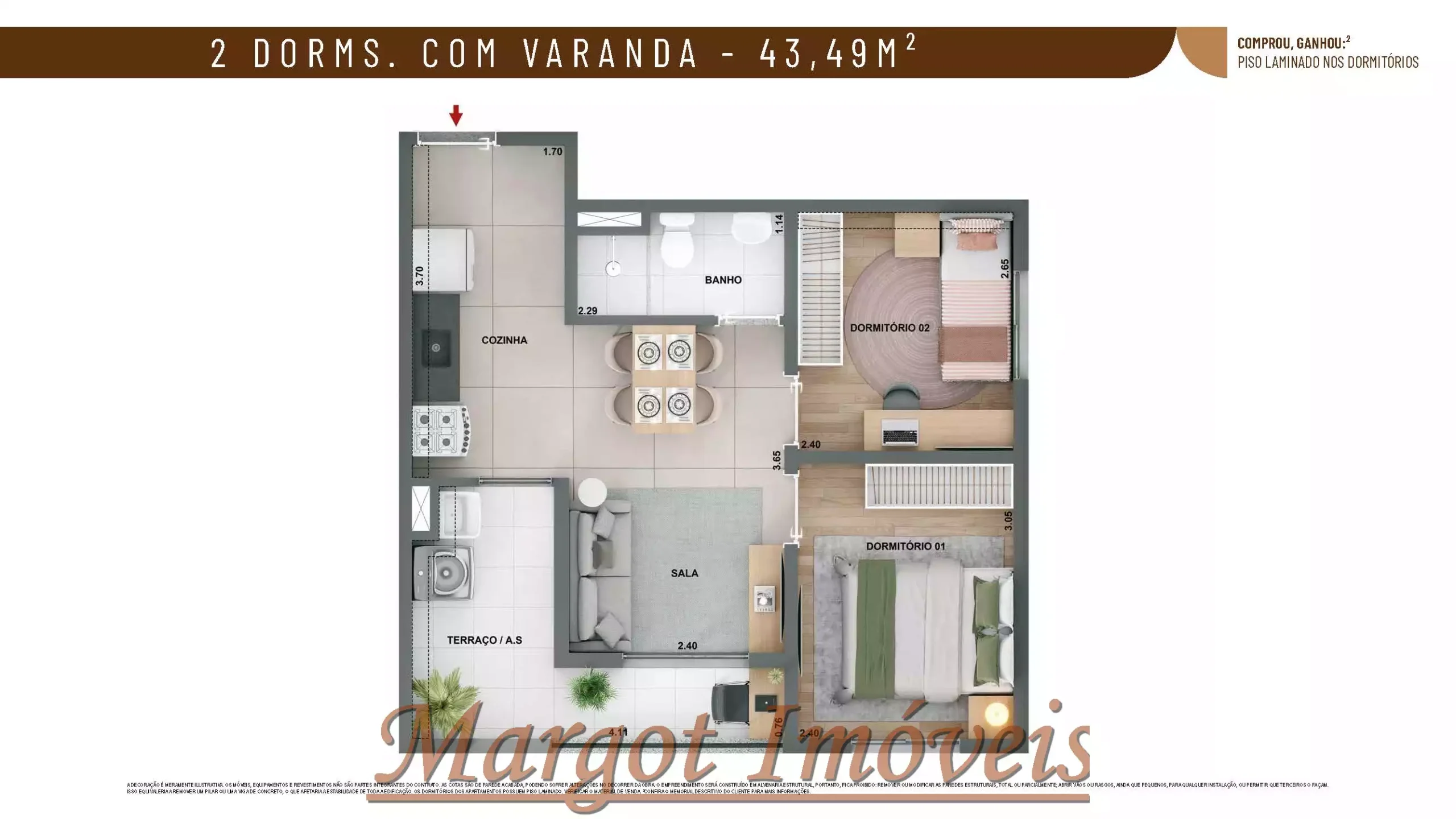 2 Dormitórios com Varanda