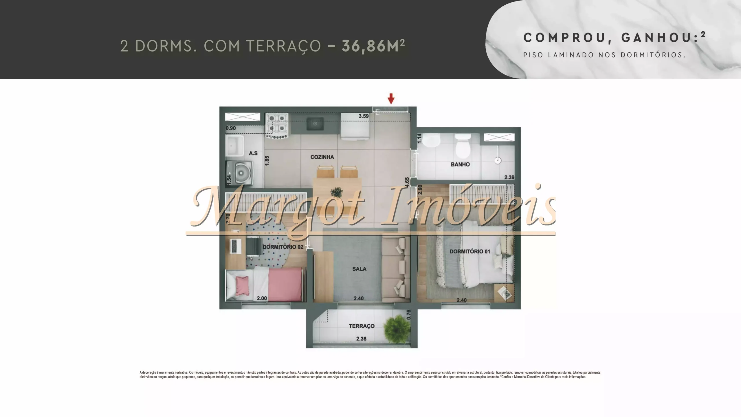 2 Dormitórios com Sacada