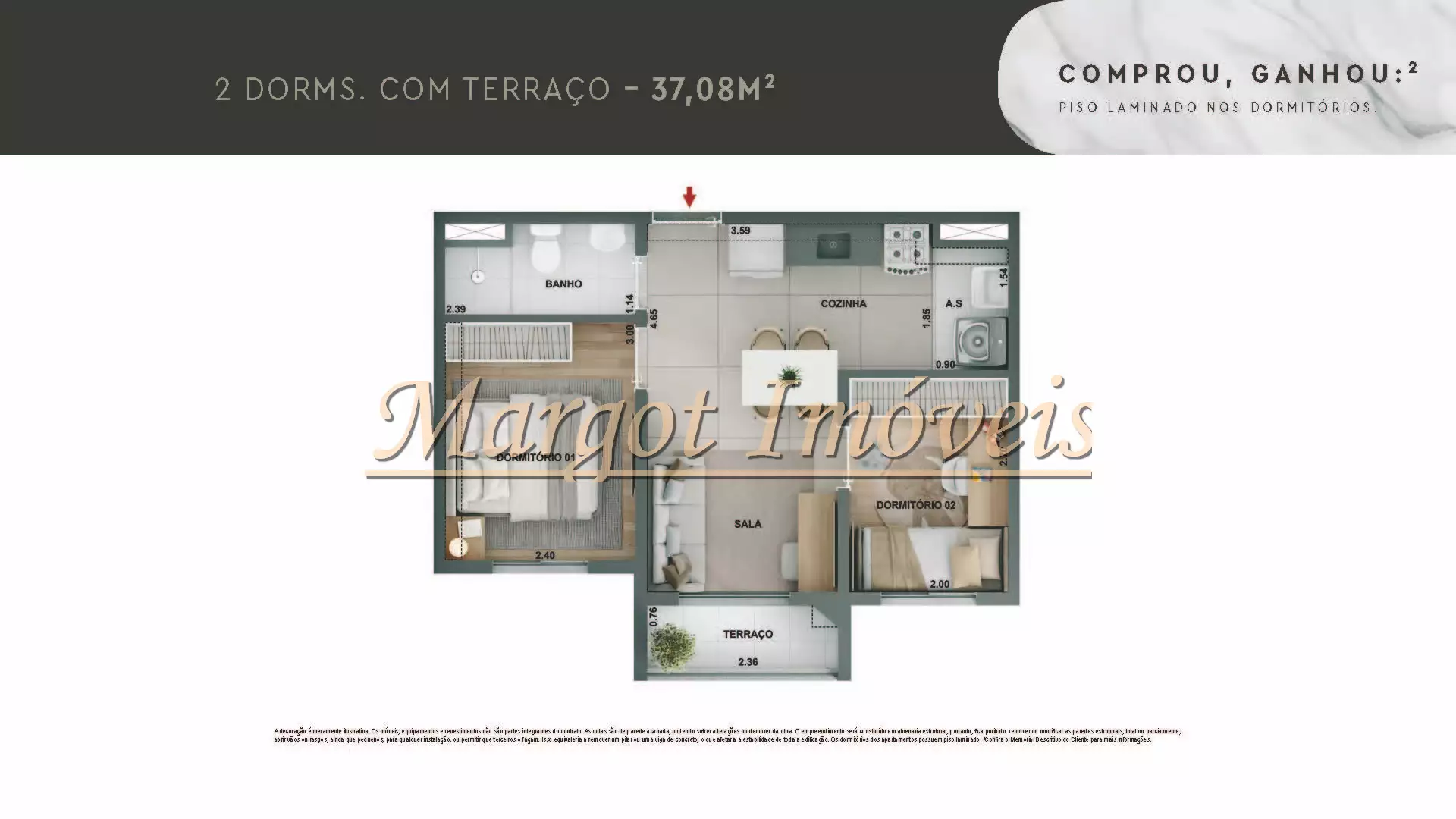 2 Dormitórios com Terraço