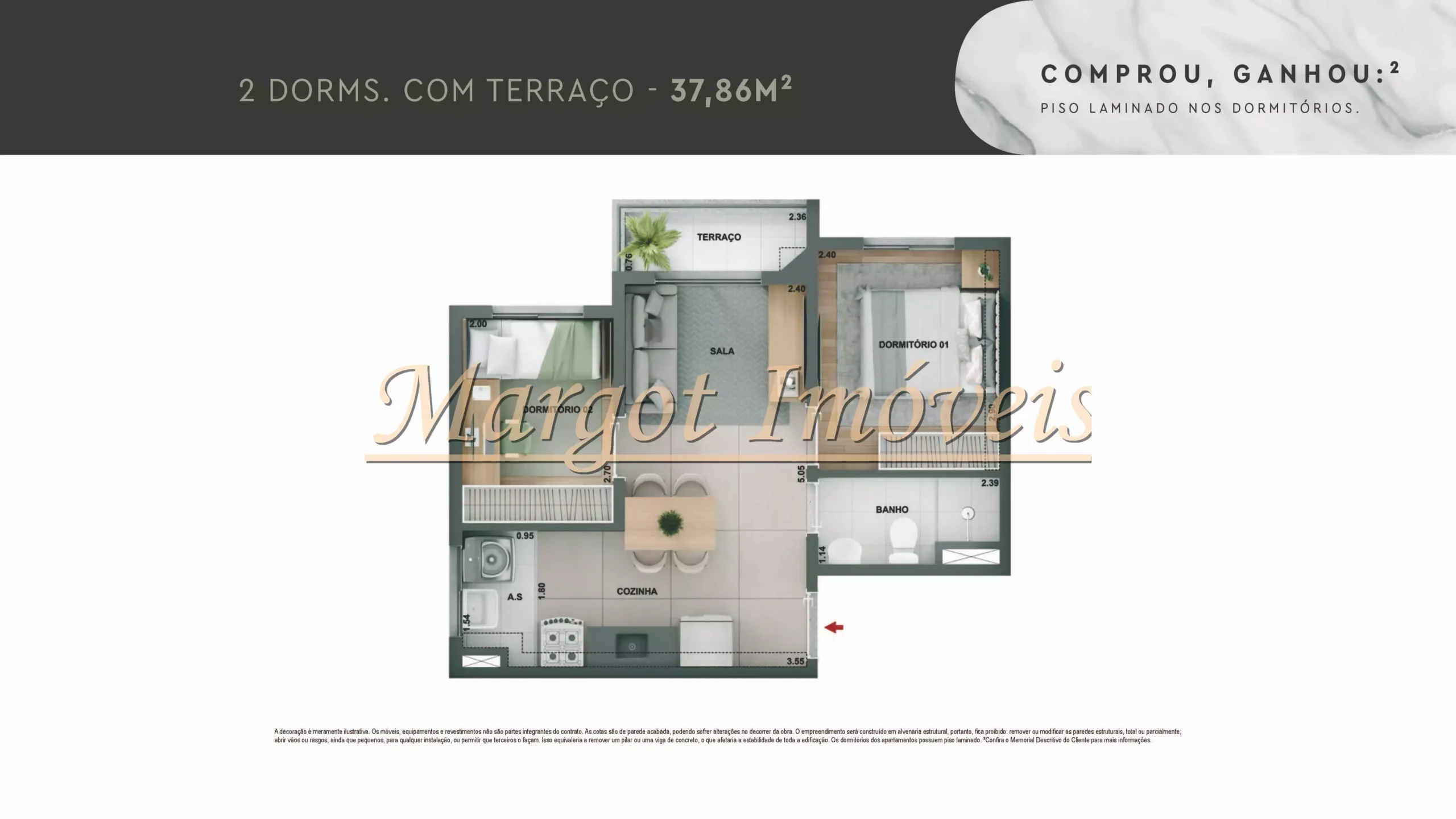 2 Dormitórios com Terraço