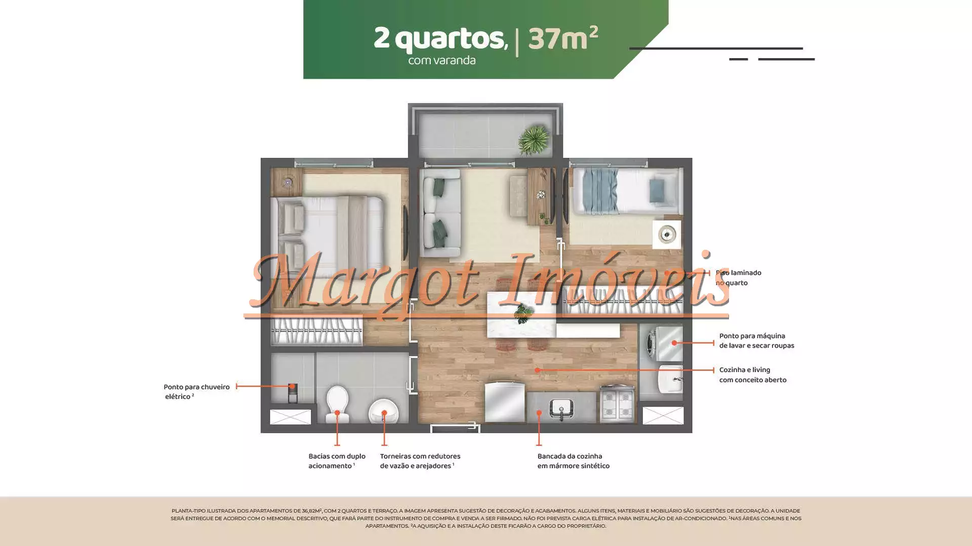 2 Quartos com Sacada