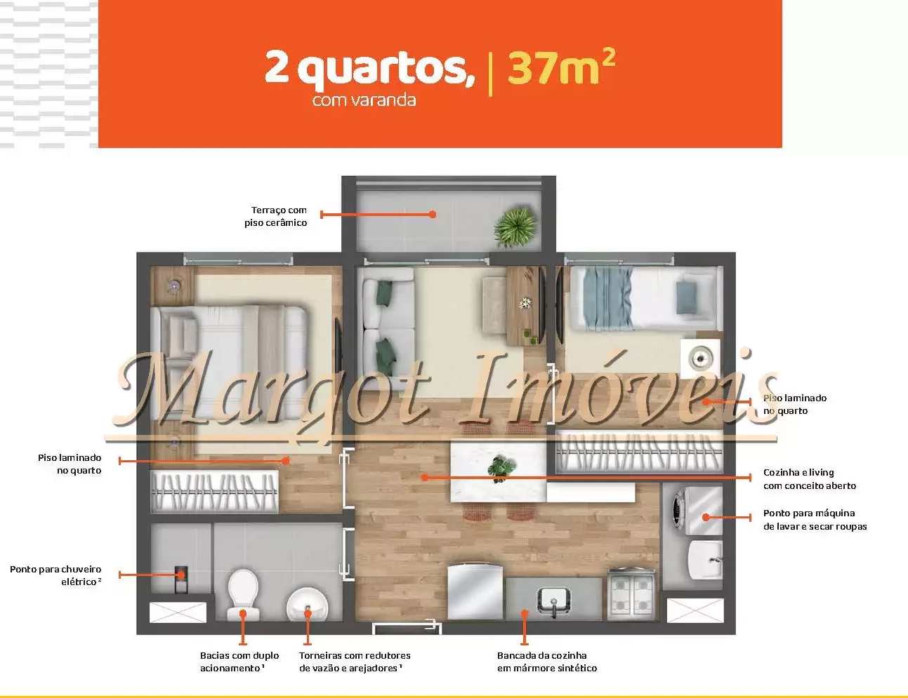 2 Quartos com Varanda