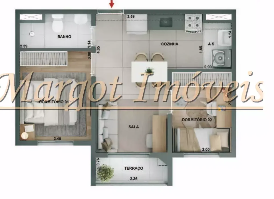 2 Dormitórios com Terraço