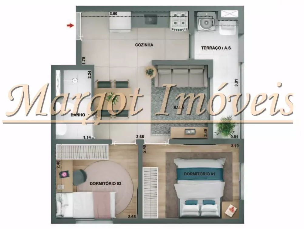 2 Dormitórios com Terraço